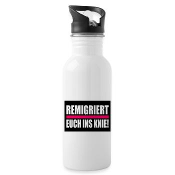 remigriert euch ins knie - Trinkflasche mit integriertem Trinkhalm - Weiß - Rechts