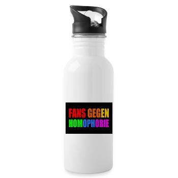 fans gegen homophobie - Trinkflasche mit integriertem Trinkhalm - Weiß - Rechts