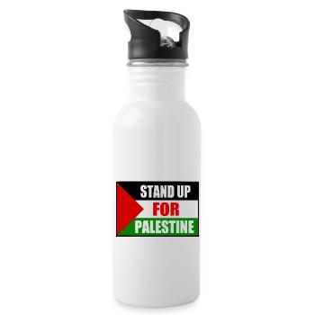 stand up for palestine - Trinkflasche mit integriertem Trinkhalm - Weiß - Rechts