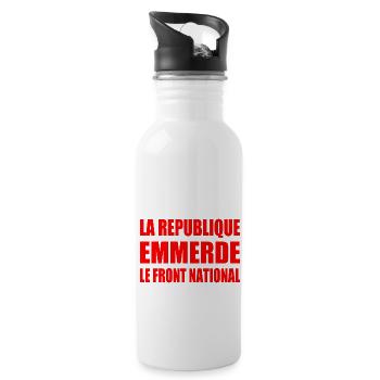 Die Jugend fickt den Front National - Trinkflasche mit integriertem Trinkhalm - Weiß - Rechts