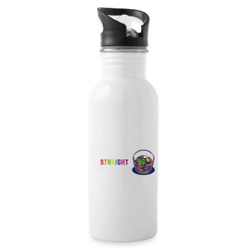 LGBT Proud Ally I Like My Bourbon Straight LGBTQ - Water bottle with straw - white - Right