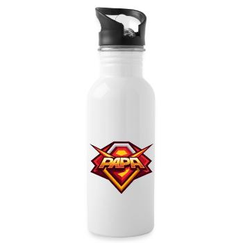 Papa: Mein Superheld - Trinkflasche mit integriertem Trinkhalm - Weiß - Rechts