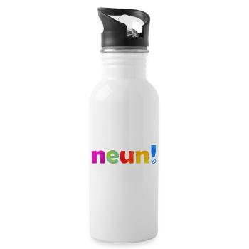 NEUN 9 JAHRE JUNGE 9. GEBURTSTAG - Trinkflasche mit integriertem Trinkhalm - Weiß - Rechts