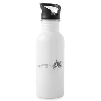 Spooky Halloween Black Cat Skeleton Hand Grunge - Trinkflasche mit integriertem Trinkhalm - Weiß - Rechts