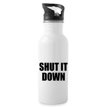 Shut it down - Trinkflasche mit integriertem Trinkhalm - Weiß - Rechts