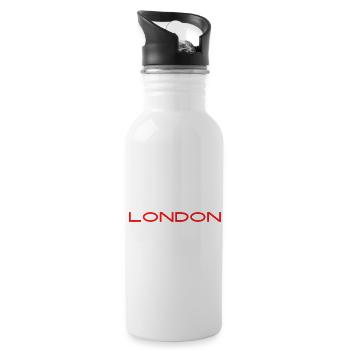 London – fetter roter Text, inspiriert von der ikonischen Stadt - Trinkflasche mit integriertem Trinkhalm - Weiß - Rechts