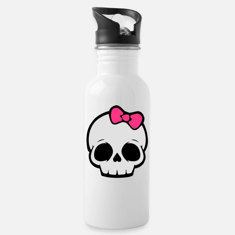 Rock´n Roll Prinzessin - Trinkflasche mit integriertem Trinkhalm - Weiß