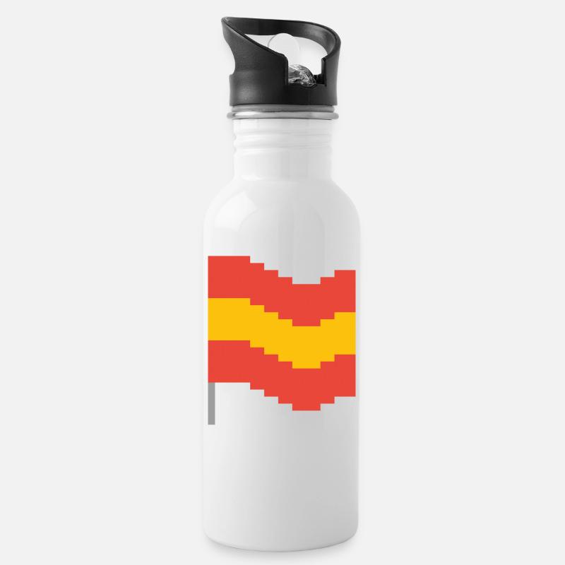 Spanien Flagge Pixel Art - Trinkflasche mit integriertem Trinkhalm - Weiß