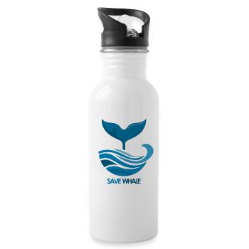 Wal - Trinkflasche mit integriertem Trinkhalm - Weiß - Rechts