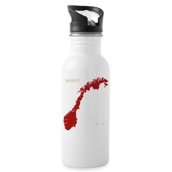 Norge Norway Dr Maps red - Water bottle with straw - white - Right