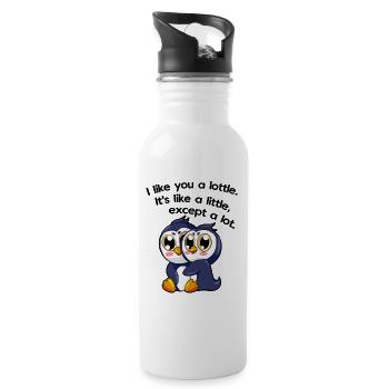 I like you a lottle penguins - Water bottle with straw - white - Right