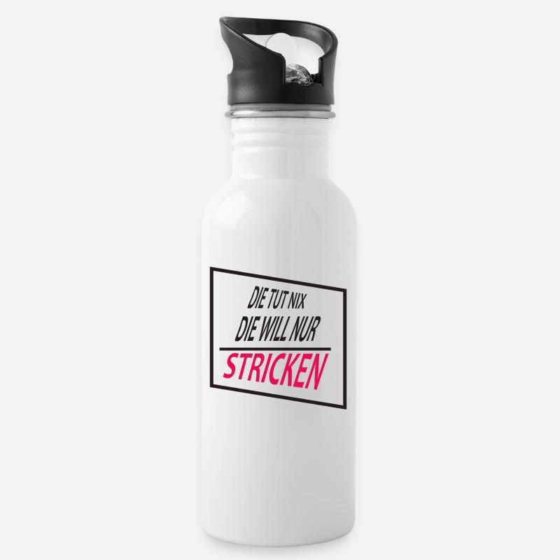 Stricken - Trinkflasche mit integriertem Trinkhalm - Weiß