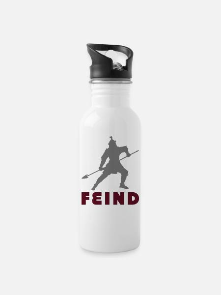 feind gegner - Trinkflasche mit integriertem Trinkhalm - Weiß