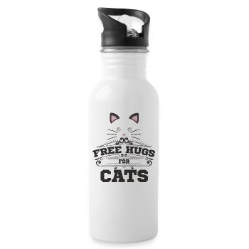 Free hugs for cats - Trinkflasche mit integriertem Trinkhalm - Weiß - Rechts