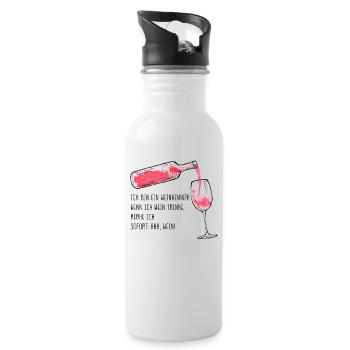 Wein, Weinkenner, Weinliebhaber, Geschenkidee - Trinkflasche mit integriertem Trinkhalm - Weiß - Rechts