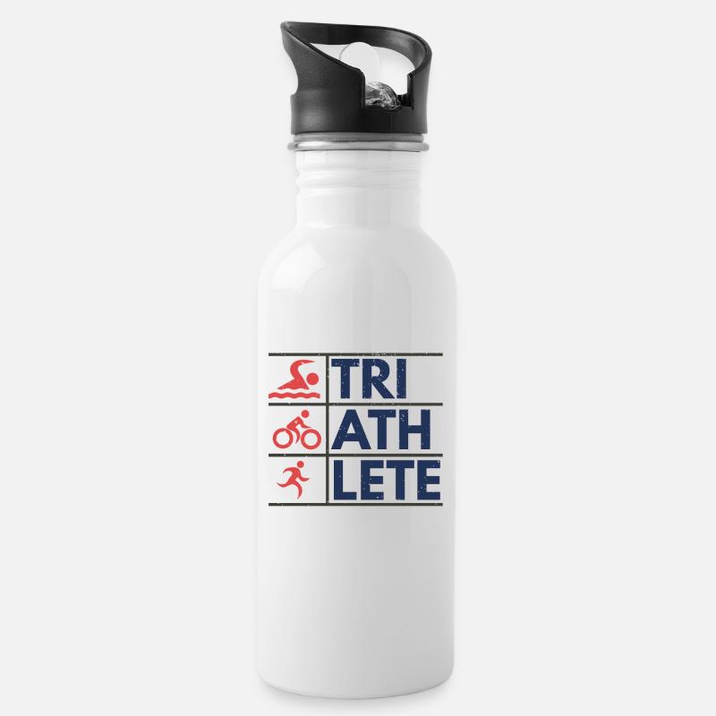 Triathlète v2 - Gourde avec paille intégrée - blanc