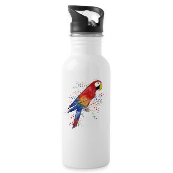 Papagei Ara - Parrot Macaw - Trinkflasche mit integriertem Trinkhalm - Weiß - Rechts