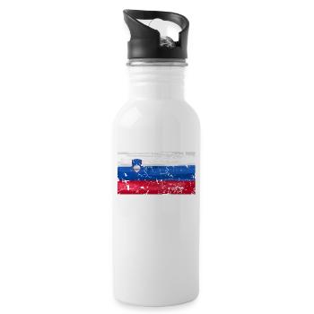 Slovenia flag - Water bottle with straw - white - Right