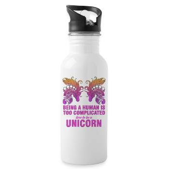 Il est temps d'être une licorne - Gourde avec paille intégrée - blanc - Droite