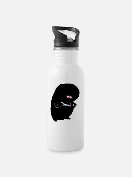 3D Brillen Monster - Trinkflasche mit integriertem Trinkhalm - Weiß