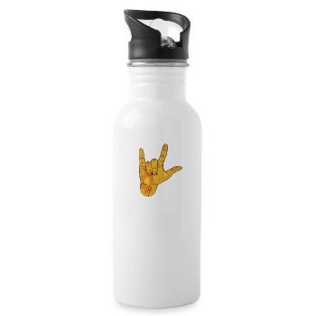 ASL I Love You - Hippie et puissance florale rétro - Gourde avec paille intégrée - blanc - Droite