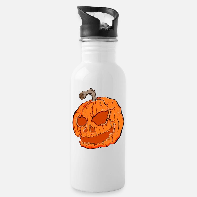 Halloween. citrouille - Gourde avec paille intégrée - blanc
