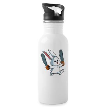 Cadeau de lapin de la tronçonneuse Spirit Animal - Gourde avec paille intégrée - blanc - Droite