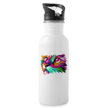 Nette Katze Grafik Bunte Farbe Frauen T-Shirt für - Trinkflasche mit integriertem Trinkhalm - Weiß - Rechts