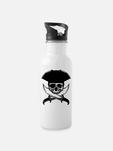 skull-pirate - Gourde avec paille intégrée - blanc