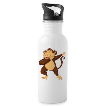 Dab Affe Tiere Tanzen lustig Comic Figur daben lol - Trinkflasche mit integriertem Trinkhalm - Weiß - Rechts
