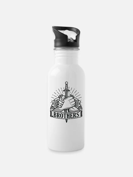 Brothers brothers cohesion brother siblings - Water bottle with straw - white