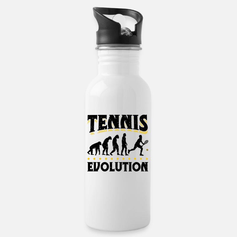 Evolution Tennis Tennisspieler Tennisspiel - Trinkflasche mit integriertem Trinkhalm - Weiß