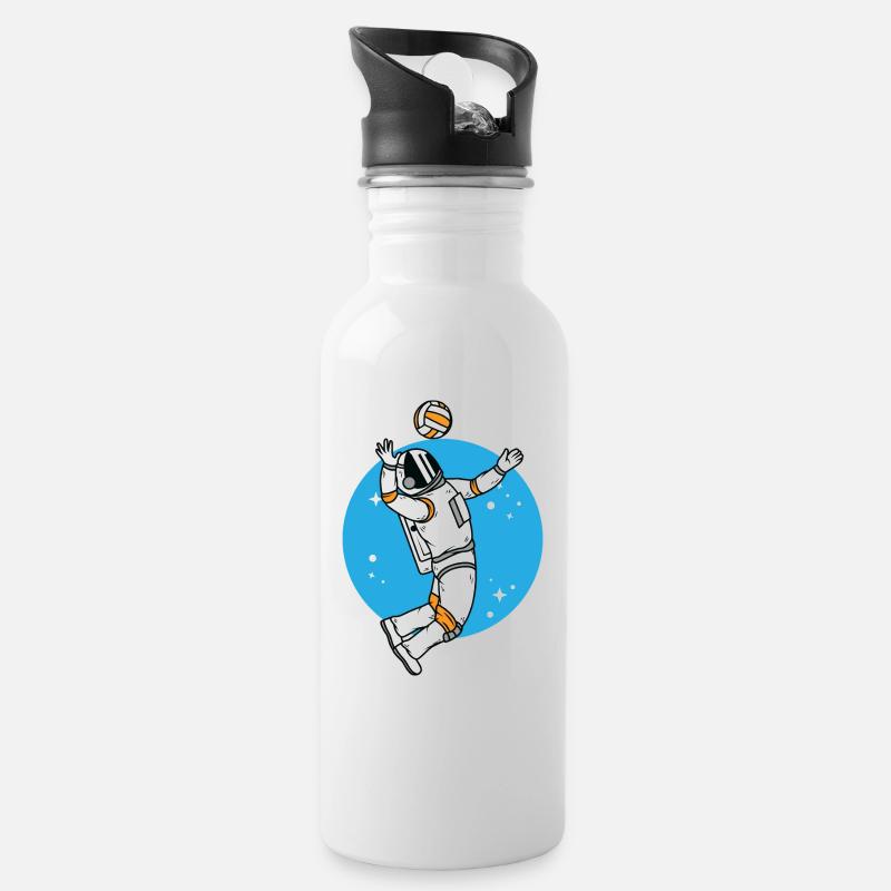 Volleyball Astronaut Beachvolleyball - Trinkflasche mit integriertem Trinkhalm - Weiß