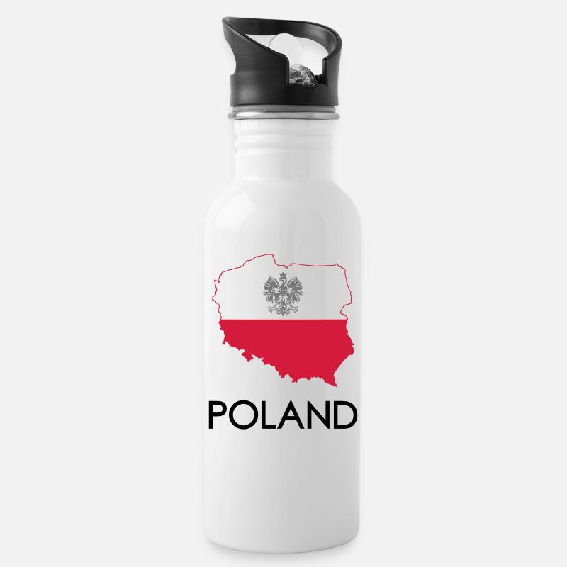poland - Water bottle with straw - white