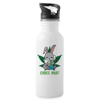 Chill ma Kaninchen Weed Hase - Trinkflasche mit integriertem Trinkhalm - Weiß - Rechts