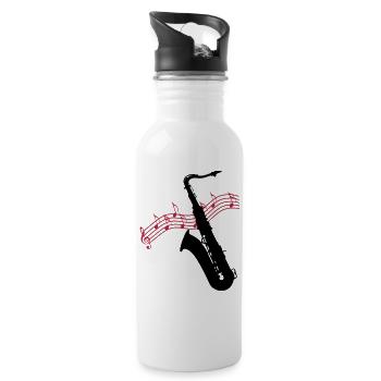 Saxophone / Jazz / Music - Water bottle with straw - white - Right