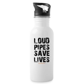 loud pipes saves lives Noisy exhaust engine noise - Water bottle with straw - white - Right