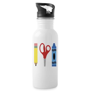 SCHULSACHEN STIFT SCHERE MARKER - Trinkflasche mit integriertem Trinkhalm - Weiß - Rechts