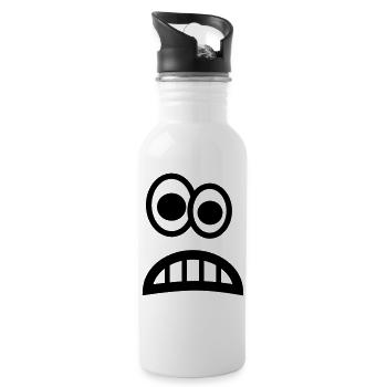 Angst Emoji - Trinkflasche mit integriertem Trinkhalm - Weiß - Rechts