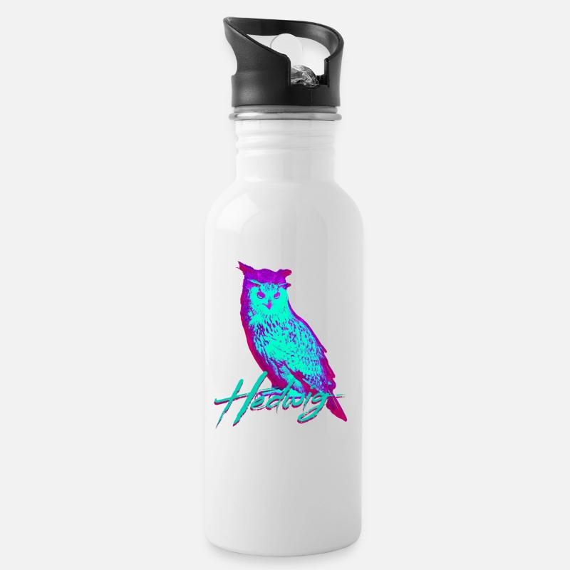 Hedwig Owl - Trinkflasche mit integriertem Trinkhalm - Weiß