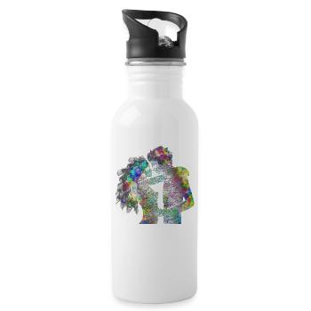 Psychedelisches Liebespaar - Trinkflasche mit integriertem Trinkhalm - Weiß - Rechts