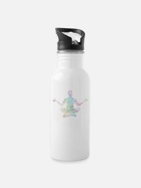Psychedelic Meditation - Trinkflasche mit integriertem Trinkhalm - Weiß