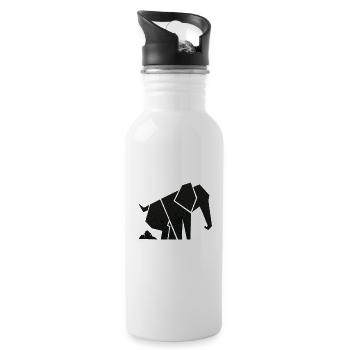 Elephant makes a big pile of elephant poop - Water bottle with straw - white - Right