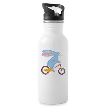 Hase am Fahhrad Ostern Mountain Bike Radfahrer Ge - Trinkflasche mit integriertem Trinkhalm - Weiß - Rechts