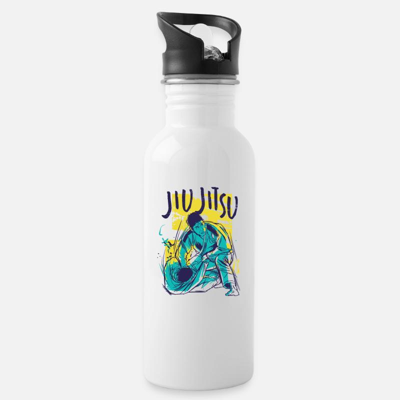 JiuJitsu - Gourde avec paille intégrée - blanc