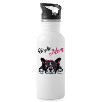 Bostie Mom Boston Terrier Hunde Tier Liebhaber - Trinkflasche mit integriertem Trinkhalm - Weiß - Rechts