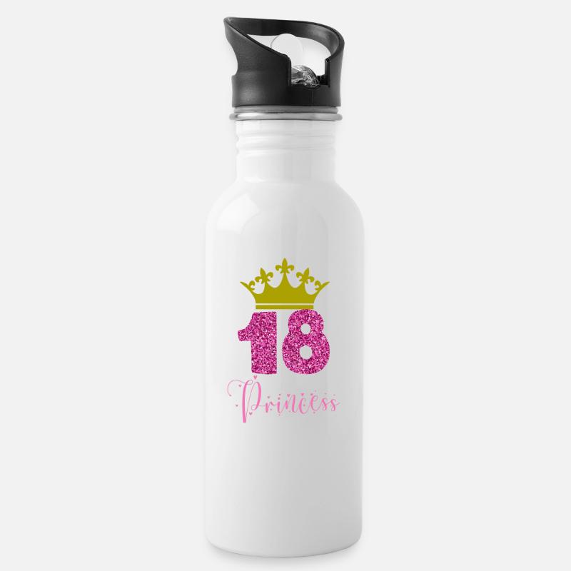 18 Geburtstag Mädchen Princess - Trinkflasche mit integriertem Trinkhalm - Weiß