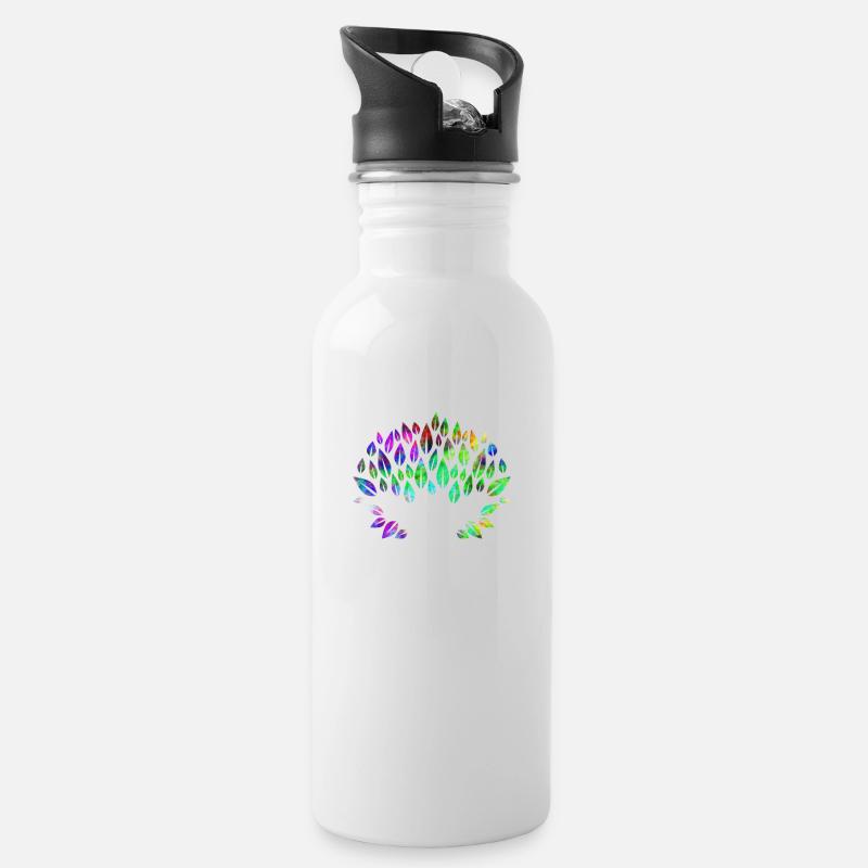 Hände Baum psychedelisch - Trinkflasche mit integriertem Trinkhalm - Weiß