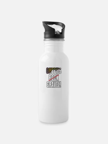Tropischer Fisch Guppy Fisch - Trinkflasche mit integriertem Trinkhalm - Weiß
