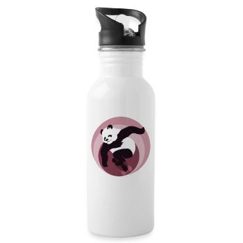 fabulous skate panda - Water bottle with straw - white - Right